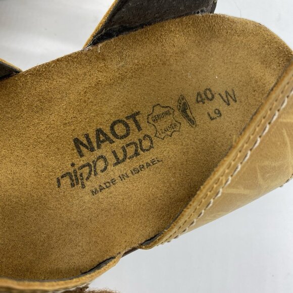 Naot Beatnik Sandals Women's 40 Wide Dune Nubuck Leather Bohemian Made In Israel - Picture 9 of 13